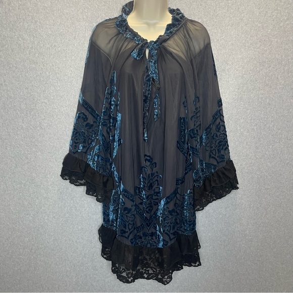 Rancho Estancia Witchy Whimsygoth Fairy Burnout Velvet Lace Hem Mini Dresss - Picture 1 of 9